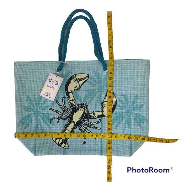 Paradise Bag Oversized Shoulder Tote Bag Nautical Beach Metallic Blue Lo… - Picture 10 of 11